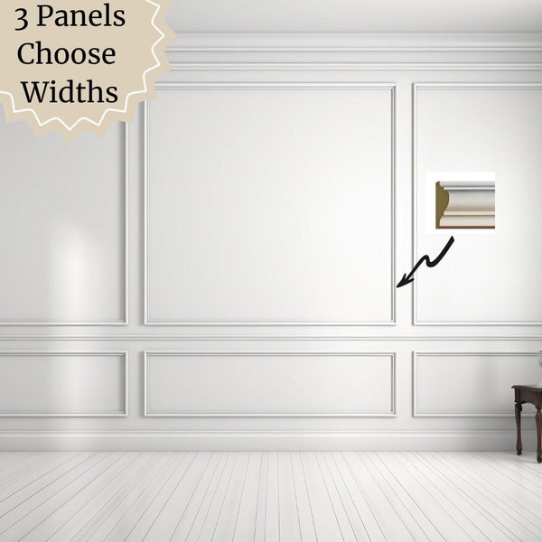 Wall Paneling Kit- Wall Trim- Accent Wall Molding- Paintable Wainscoting- Box Paneling- Bedroom Wall- Nursery Wall- 3 Panels Narrow and Wide