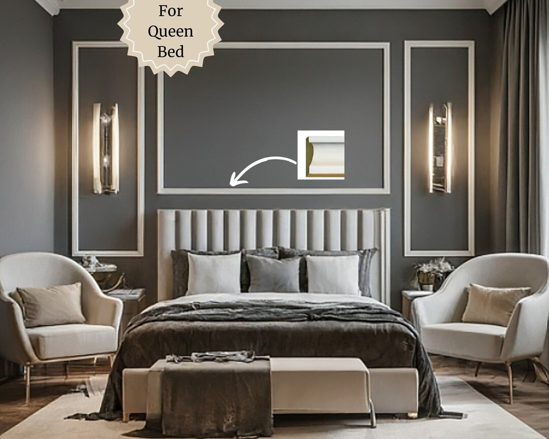 Buy Wall Trim Kit Queen Bed Wall Molding Bedroom Accent Wall Paneling ...