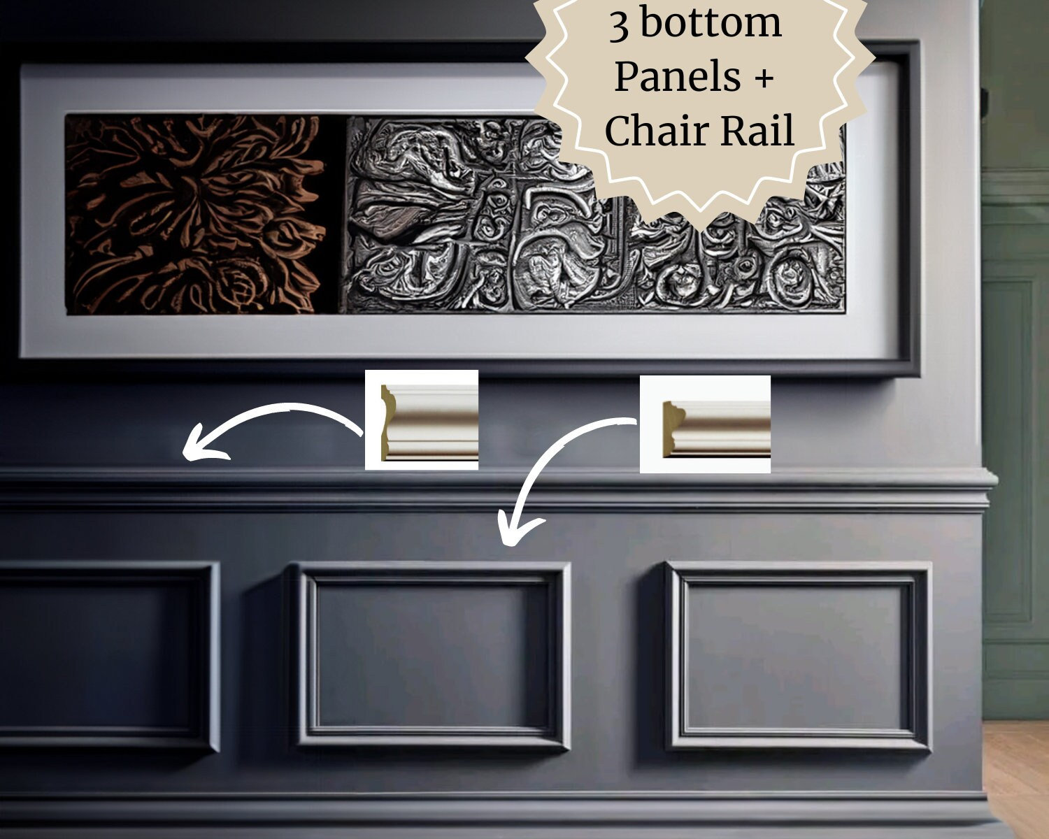 Wall Molding Kit Half Wall Trim Accent Wall Paneling Modern Decor Wall ...