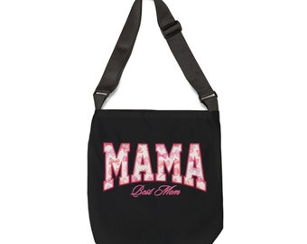 Borsa regolabile per la mamma con lettere colorate, fiocchi rosa, borsa tote per ogni momento, decorazione fiocco, borsa ideale per la spesa, per i tuoi libri