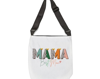 Tas verstelbaar voor mama met kleurrijke letters, bloemen en vlinders, vlinderdecoratie, ideale tas om te winkelen, voor je boeken