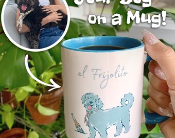 Your Dog on a Mug! Hand drawn custom artwork of your pup on a colorful mug :)