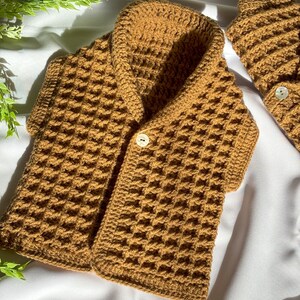 Chaleco a crochet para bebe, Dulce de leche. zdjęcie 3