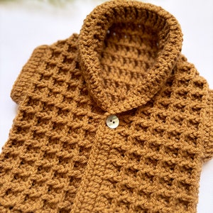 Chaleco a crochet para bebe, Dulce de leche. zdjęcie 4