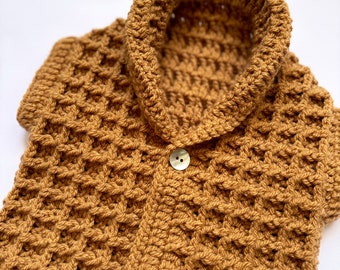 Crochet baby vest, "Dulce de leche".