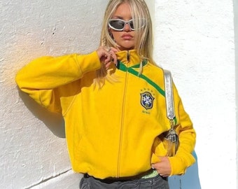 Womens Y2k Graphic Brazil Zipped Sweater - Vintage Retro Replica Streetwear Womens Clothing