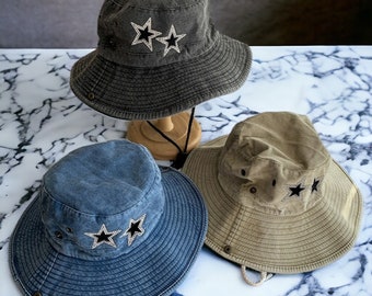 Y2k Adjustable Vintage Western Cowboy Rhinestone Star Hats - Multiple Colours Available