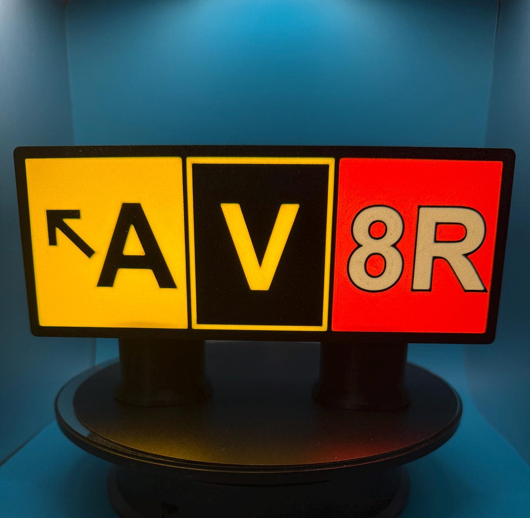 AV8R Aviation LED Lighted Sign | 3D Printed Aviator Desk Decor | USB-C ...