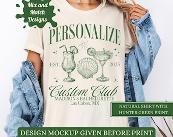 Personalized Bachelorette Party Shirts - Social Club Style