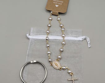 Handgefertigter Rosenkranz Auto-Spiegel Anhänger – Dein spiritueller Begleiter unterwegs.