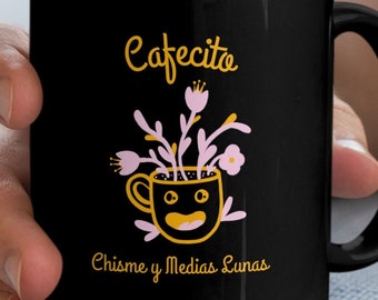 Tasse à café Cafecito, design Chisme y Medias Lunas, jolie tasse mexicaine d'inspiration latine, tasse à café drôle, tasse à café espagnole, cadeau hispanique