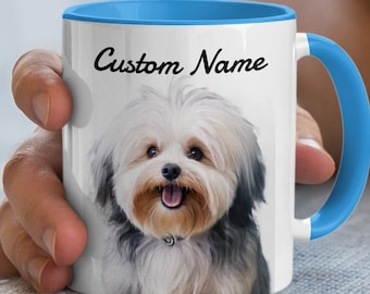 Custom Adorable Havanese Dog Coffee Mug, Cute Pet Animal Lover Gift, Morning Tea Cup, Animal Art Drinkware, Personalized Unique Office Mug