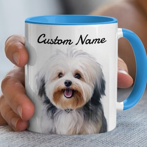Taza de café adorable personalizada para perros habaneros, lindo regalo para amantes de los animales domésticos, taza de té de la mañana, artículos para beber de arte animal, taza de oficina única personalizada