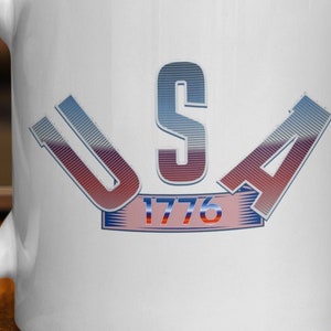 USA 1776 Mug, Patriotic American Mug, Independence Day Coffee Mug, Vintage USA 1776 Design, 11oz Black or White Mug