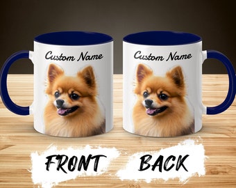 Entzückende Pommersche Kaffeetasse, niedliches Hunde-Liebhaber-Geschenk, Haustier-Illustrations-Trinkgeschirr, personalisierte Namensoption, benutzerdefinierte Pommerscher Muttertag