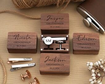 Personalized Cufflinks Tie Clip Set, Engraved Cufflinks, Custom Groomsmen Cufflinks,Wedding Tie Clip Set,Groomsmen Gifts, Groomsmen Proposal