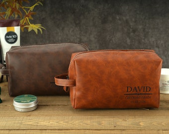 Personalized Leather Toiletry Bag, Men's Travel Dopp Kit Bag, Men's Travel Toiletry Bag, Custom Toiletry Bag, Groomsmen Gift, Gift for Him