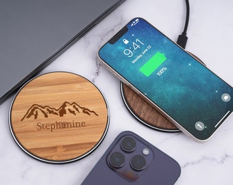 Personalized Wireless Charger Station, Custom Name Wireless Charger, Wooden Qi Wireless Charger Station, Groomsman Gifts, Gift for Him Dad