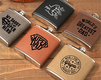 Custom Flasks for Men, Engraved Flask, Personalized Flask for Men, Leather Hip Flask, Flask for Dad, Father Day Gifts, Gifts for Him