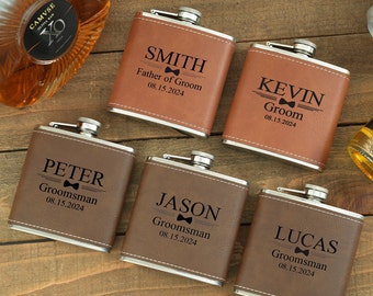 Personalized Groomsmen Flasks, Personalized Flask for Men, Engraved Flask for Groomsmen, Groomsmen Gifts, Best Man Gift, Black Hip Flask