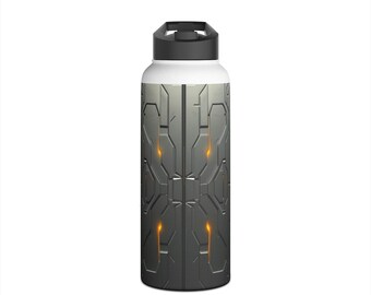 Stainless Steel Water Bottle Tumbler - Metallic Cyborg Design 01