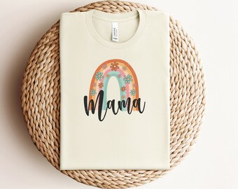 Maglietta Boho Mama, Maglietta Retro Mama, Regalo per la Festa della Mamma, Maglietta Rainbow Mama, Maglietta Minimalista Mamma, Regalo Carino per Mamma