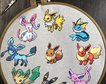 Eeveelutions and Dualeons-Cross Stitch Patterns from Pokémon Daybreak