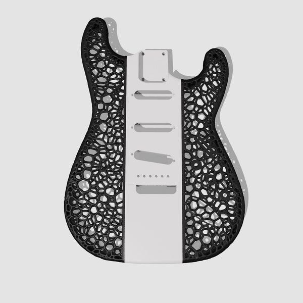 Self Assemble Custom Electric Guitar Body, Fender Strat-Style - 3D Printed, Gift for Musicians, Gift for Friend, DIY Guitar Body Kit - v1.2