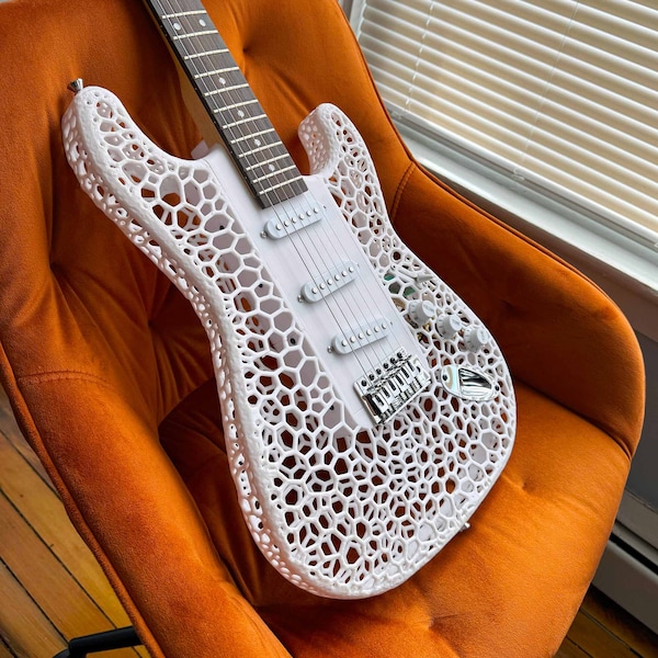 Custom Handmade Fender Strat-Style Electric Guitar - 3D Printed, In-House Design, High-Quality Gift for Musicians