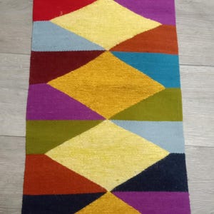 Tapis 100 % lana de oveja rombo variead de colores