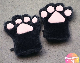 Guantes de patas de gato de felpa hechos a mano, accesorio de cosplay de animales, bonitos accesorios de cosplay para juegos de rol