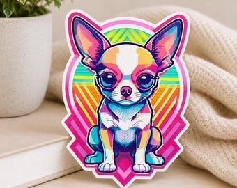 Vibrant Chihuahua Dog: Waterproof Vinyl Sticker