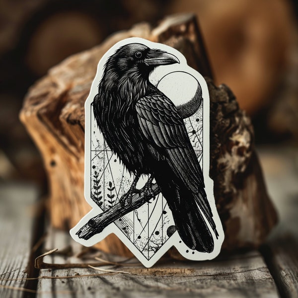 Raven Sticker crow sticker | BUY 3 GET 1 FREE | tattoo style Waterproof & Weatherproof Vinyl stickers Tumbler sticker laptop sticker