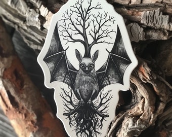 Bat and Tree: Waterproof Vinyl Sticker