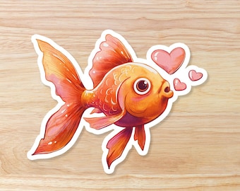 防水かわいい金魚のハート吹きステッカー