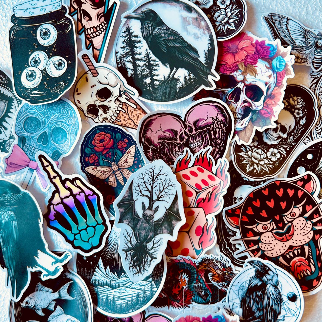Terious Sticker Mystery Sticker Pack (10 Random Designs) – Gothic, Spooky & Alternative ...