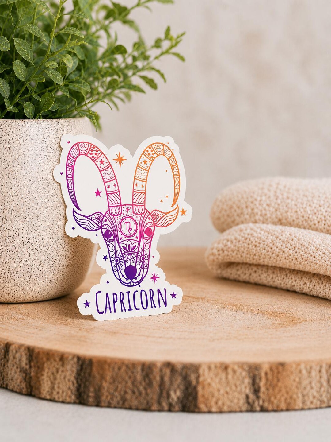Capricorn Zodiac Astrology Sign: Waterproof Vinyl Sticker - Etsy