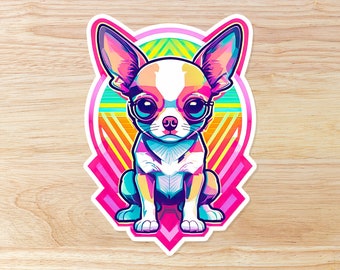 Vibrant Chihuahua Dog: Waterproof Vinyl Sticker
