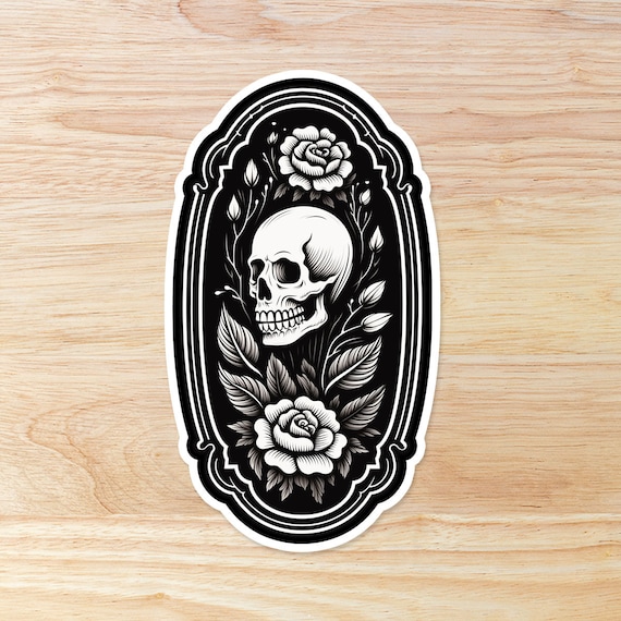 Floral Skull Sticker - Waterproof Vinyl Sticker
