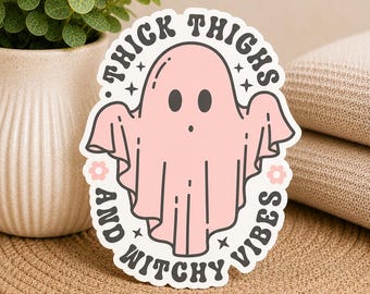 Witchy Ghost Sticker: Thick Thighs & Spooky Vibes - Waterproof Vinyl