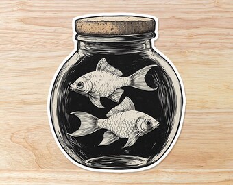 Goldfish in a Jar: Waterproof Vinyl Sticker