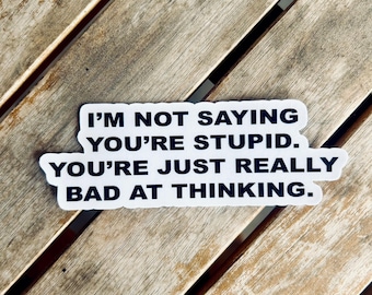 Lustiger Sarkastischer Aufkleber: I'm Not Saying You're Stupid - Wasserfestes Vinyl