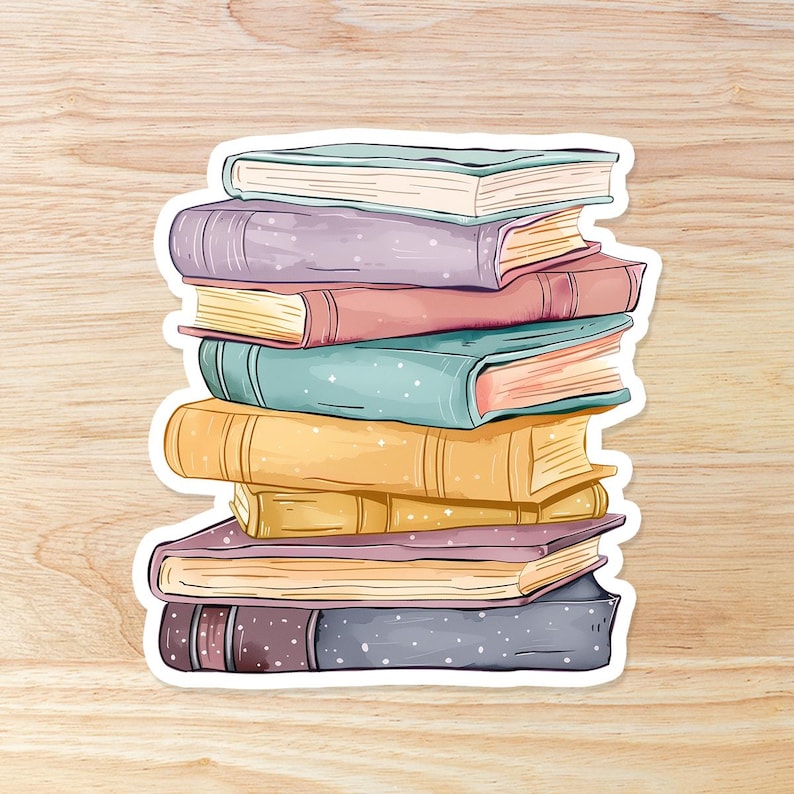 Book Lovers WATERPROOF Sticker - Stack of Books - Etsy