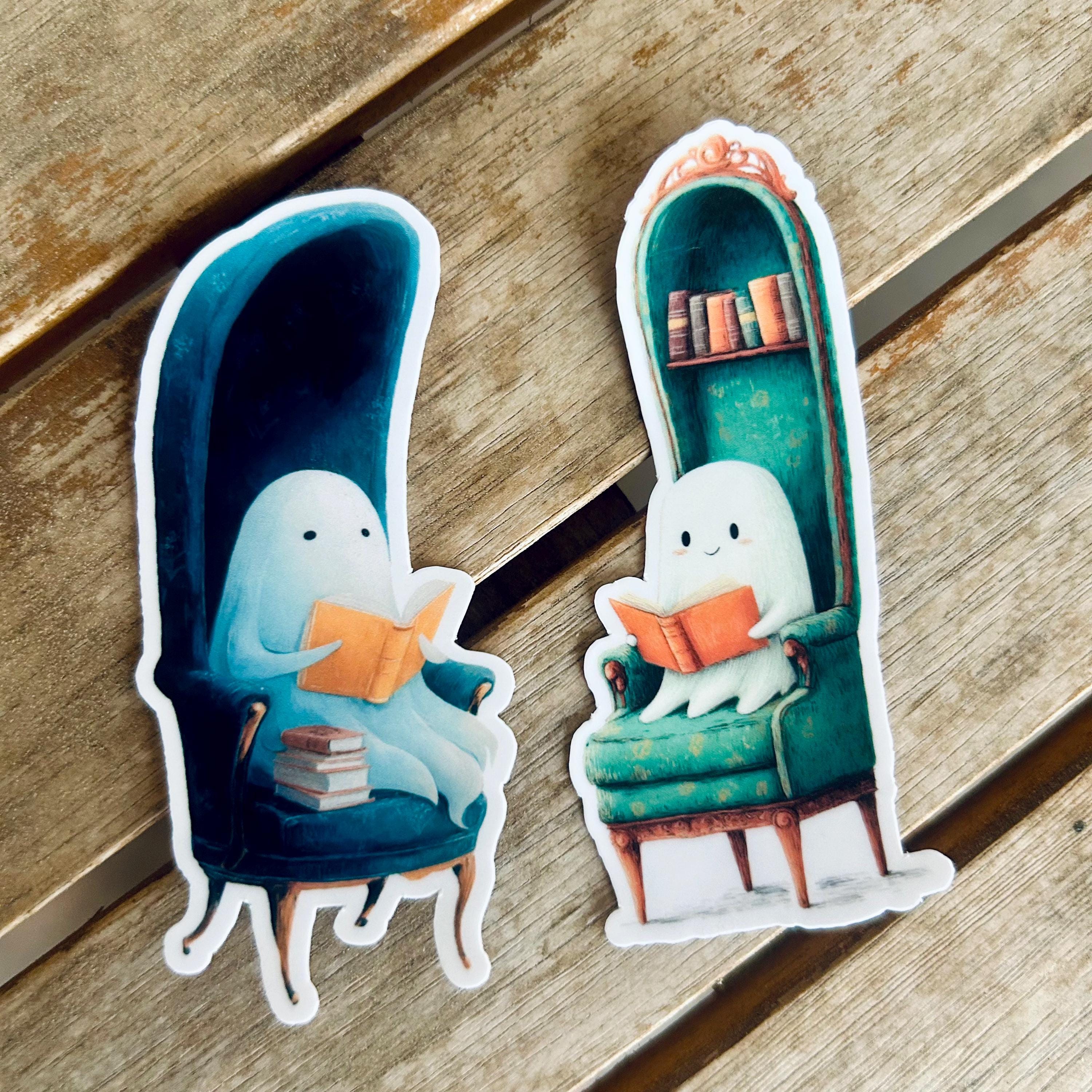 Cozy Ghost Reading a Book: Vinyl WATERPROOF Sticker - Etsy