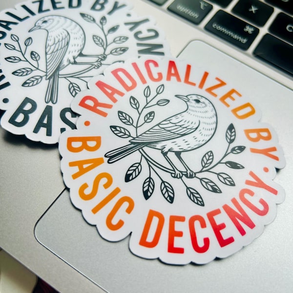 Radicalized by Basic Decency: Vinyl WATERPROOF Sticker