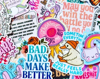 Mini Encouragement Sticker Set – Mental Health & Self-Care Reminders: Vinyl WATERPROOF Stickers