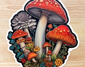 Waterproof Mushroom Vinyl Waterproof Sticker