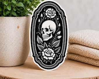 Floral Skull Sticker - Waterproof Vinyl Sticker