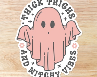 Witchy Ghost Sticker: Thick Thighs & Spooky Vibes - Waterproof Vinyl