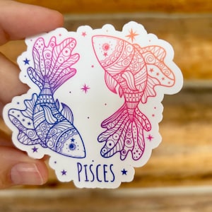 Pisces Zodiac Astrology Sign: Waterproof Vinyl Sticker